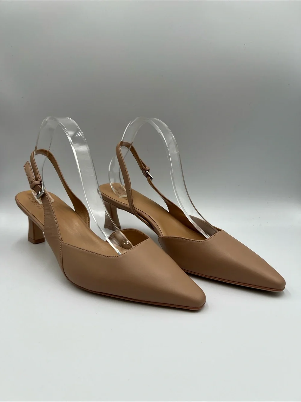 Naturalizer Dalary slingback pump heel leather shoe tan nude pointed toe new 12